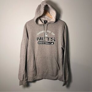 Adidas Brooklyn Nets NBA Hoodie Men’s M‎ Gray Pullover Sweatshirt Basketball